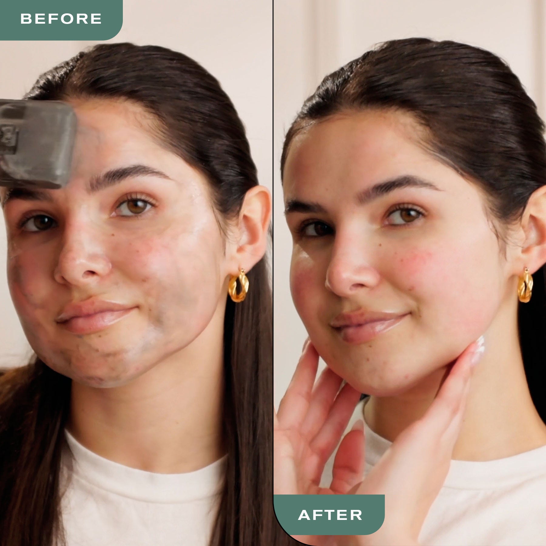 Before and After using Sea Mud Deep Cleansing Bar