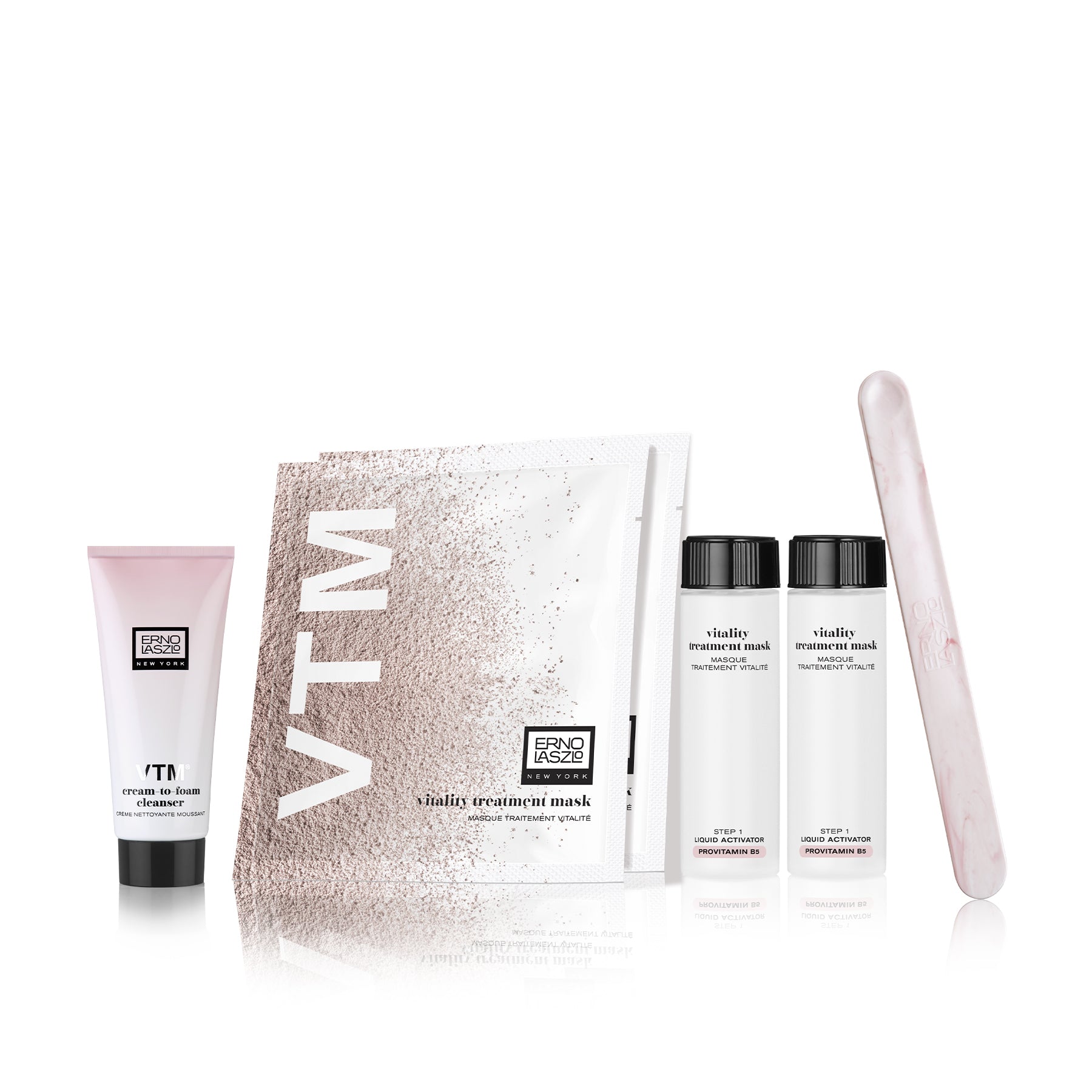 Erno Laszlo Mini Facial Set
Includes VTM Cream-to-Foam Cleanser + 2-pack Vitality Treatment Mask