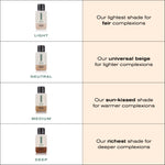 Shake-It Shade Reference Guide
Light - our lightest shade for fair complexions
Neutral - Our universal beige for lighter complexions
Medium - Our sun-kissed shade for warmer complexions
Deep - our richest shade for deeper complexions