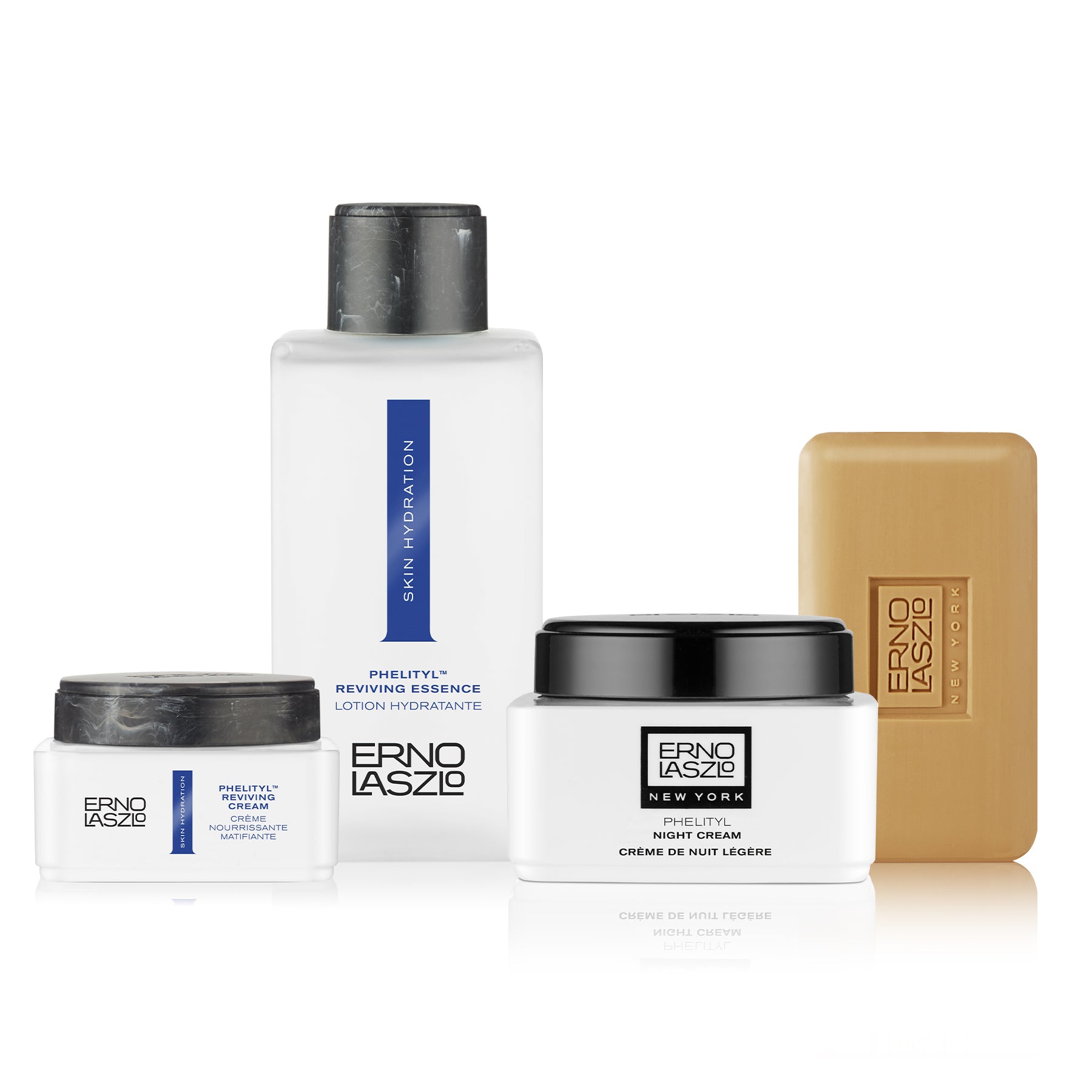 Erno Laszo Holiday Skincare Set - Hydration Ritual includes Phelityl Cleansing Bar, Phelityl Reviving Essence, Phelityl Reviving Cream, and Phelityl Night Cream